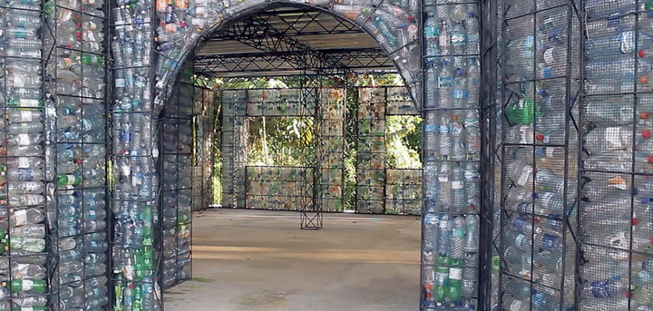 A castle built from plastic bottles