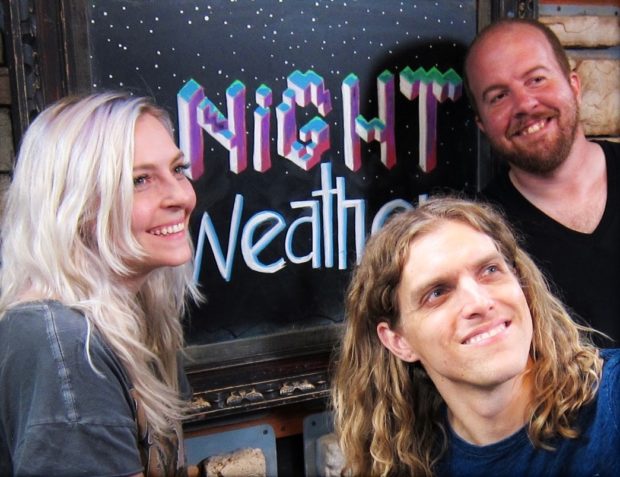 Mike, Britt, and Josh of Night Weather with the World Famous KXCI Welcome Chalkboard!