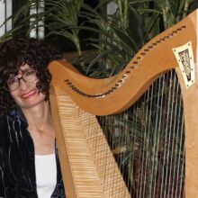 Vanessa Myers plays harp for Foothills Art Walk