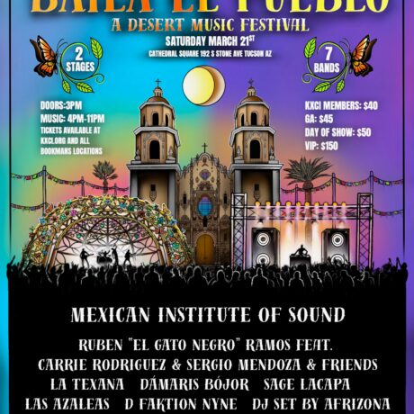 A stylized version of St. Augustine Cathedral with Festival Language